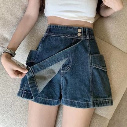 Double Button Denim Skort - Image 2