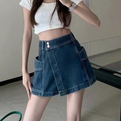 Double Button Denim Skort - Image 4