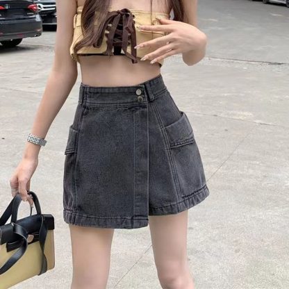 Double Button Denim Skort - Image 6