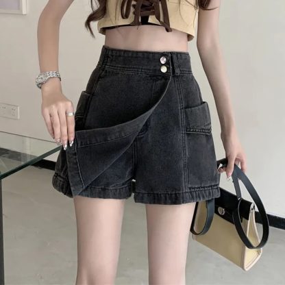 Double Button Denim Skort - Image 5