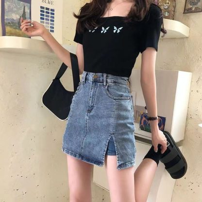 Denim Skort with Shorts - Image 4