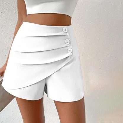 Stylish Pleated Button Skorts - Image 4